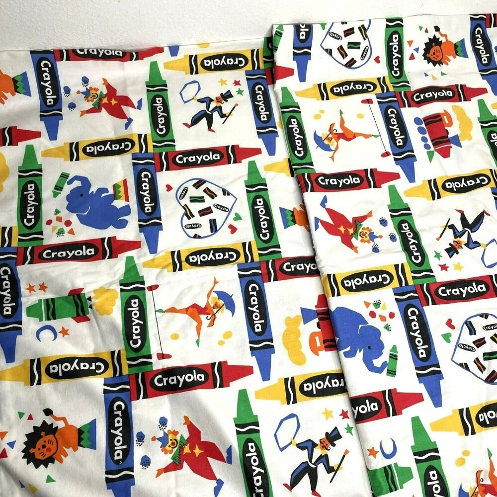 Vintage Handmade Crayola Crayons Blanket Bed Throw Primary Colorful 54" x  44" - Picture 8 of 11